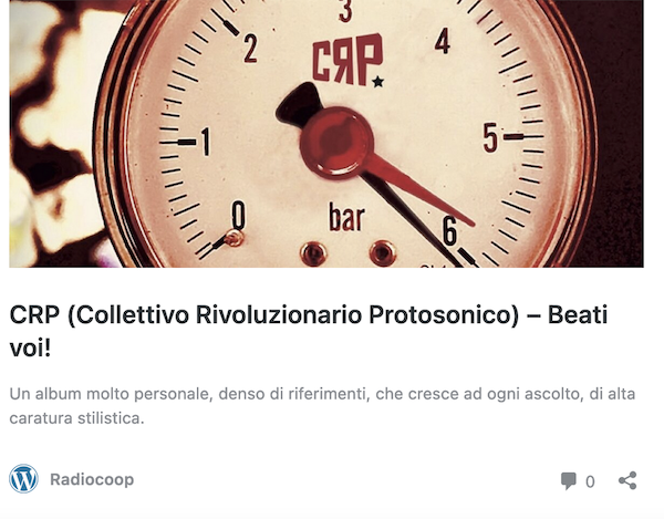 Recensione di Antonio Bacciocchi di Beati voi! di CRP Collettivo Rivoluzionario Protosonico su radiocoop.it