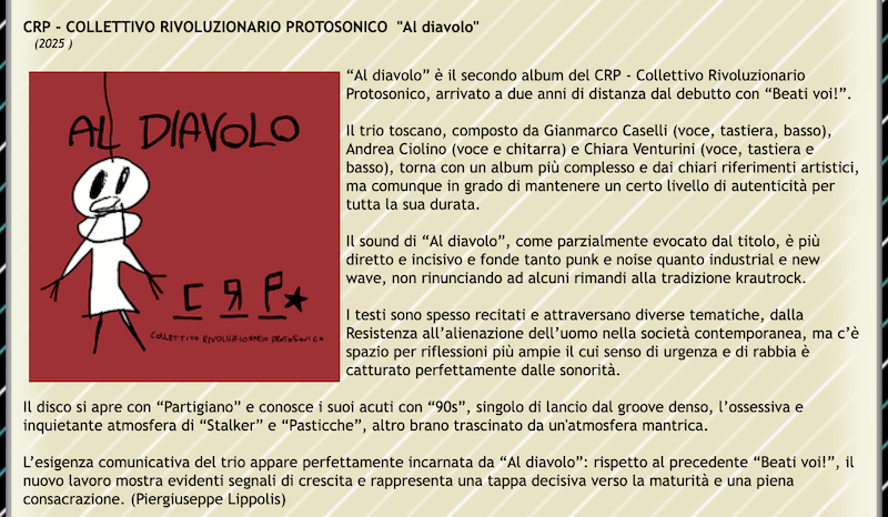 Musicmap - recensione di Piergiuseppe Lippolis a Al Diavolo di CRP Collettivo Rivoluzionario Protosonico